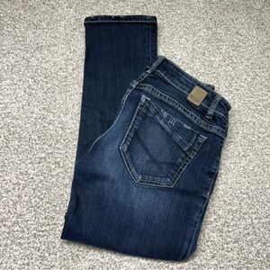 Women’s BKE Dark Wash Blue Stella Mid-Rise Stretch Cropped Jeans Size 27x23